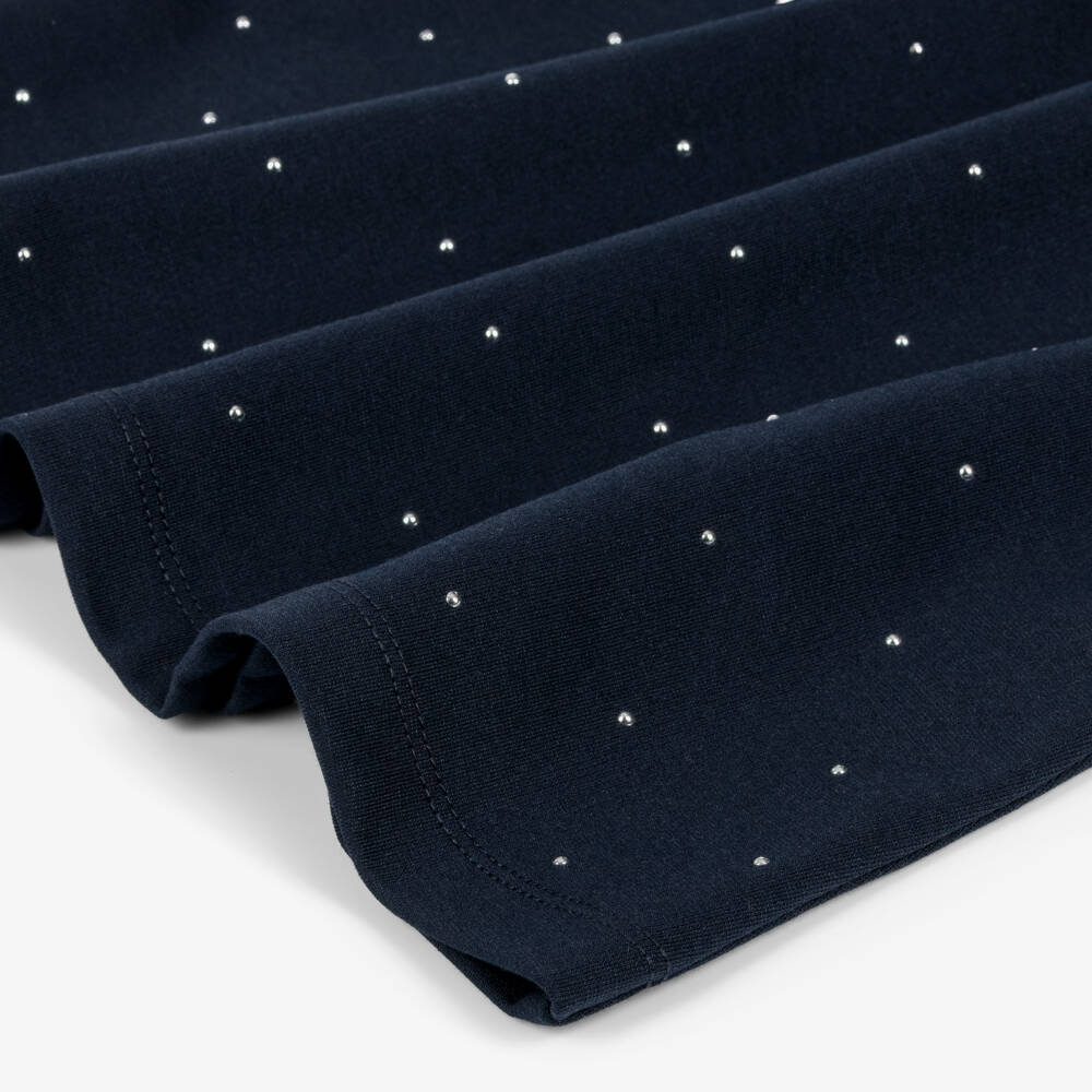 Tommy Hilfiger-Girls Navy Blue Studded Milano Jersey Dress | Childrensalon