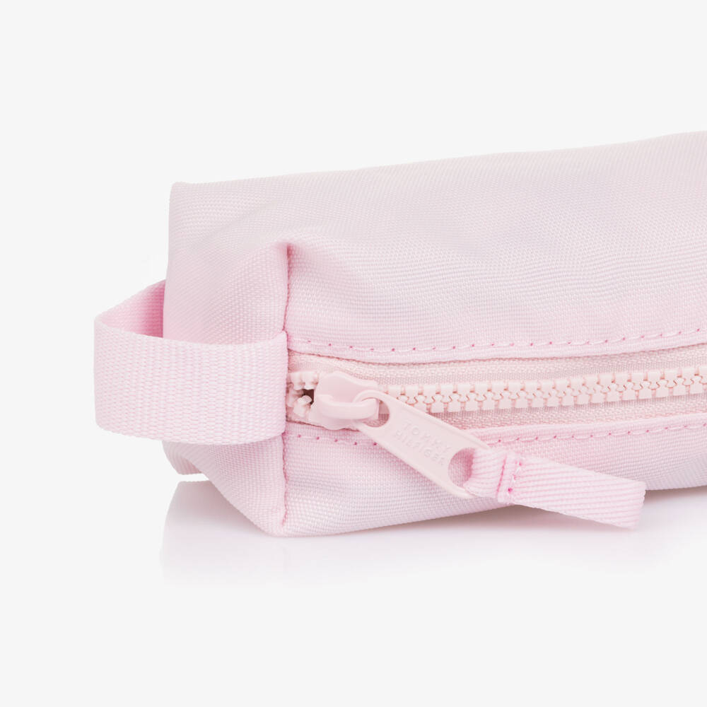 Tommy Hilfiger-Girls Pale Pink Logo Print Pencil Case (20cm) | Childrensalon