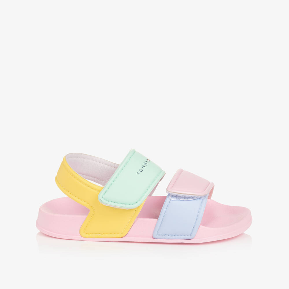 Tommy Hilfiger-Girls Pastel Coloured Moulded Velcro Sandals | Childrensalon