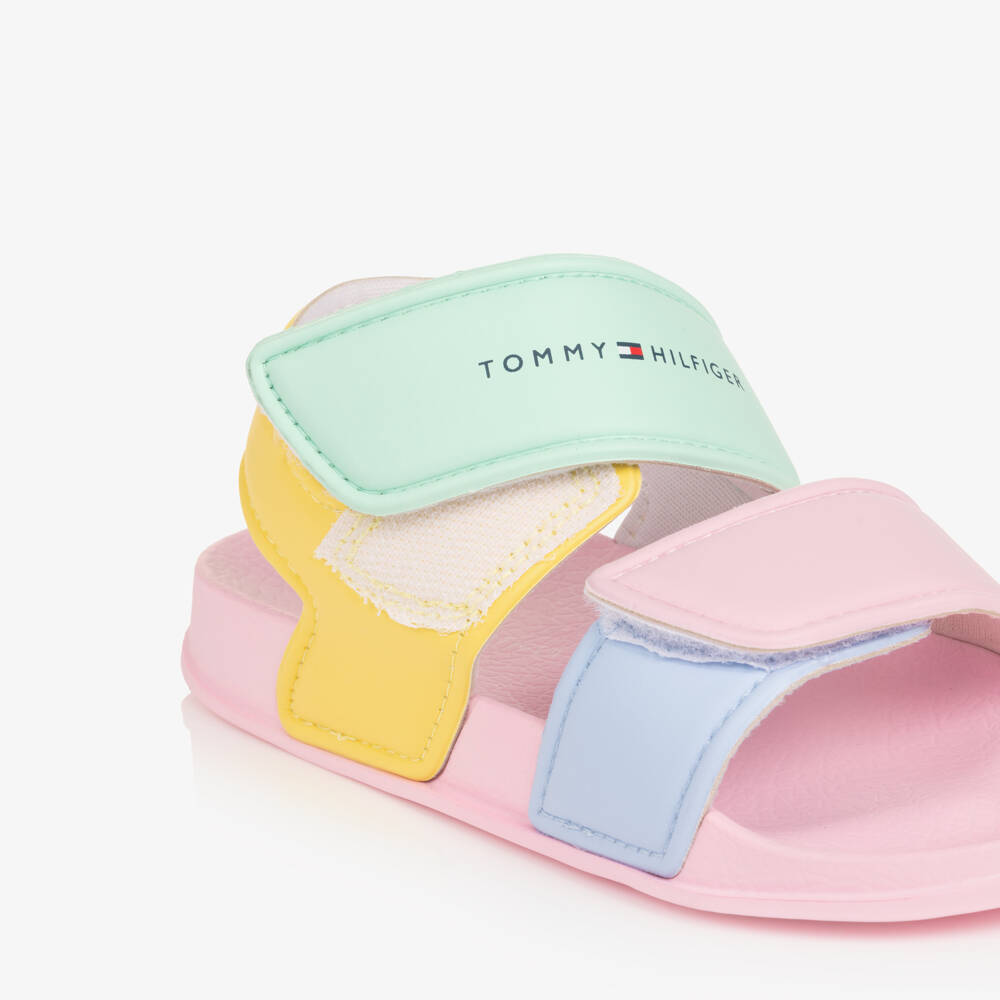 Tommy Hilfiger-Girls Pastel Coloured Moulded Velcro Sandals | Childrensalon