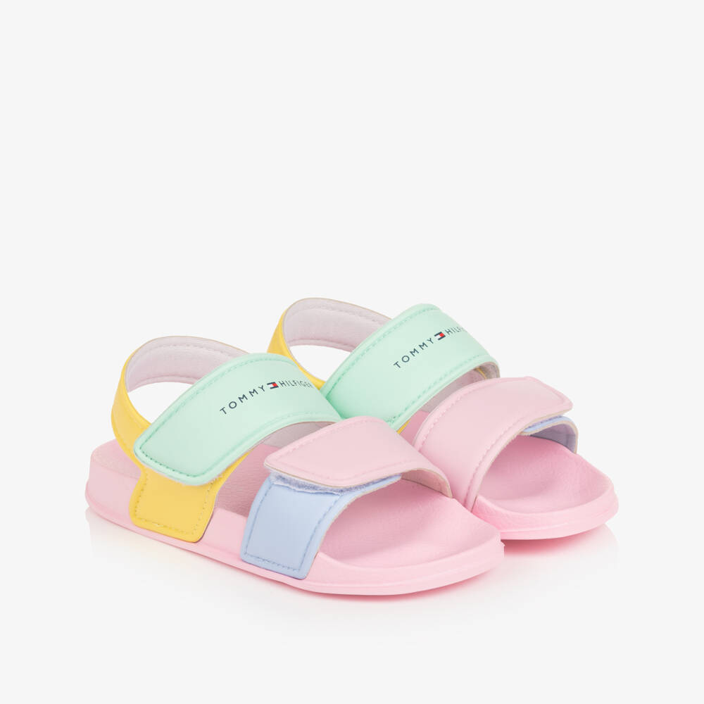 Tommy Hilfiger-Girls Pastel Coloured Moulded Velcro Sandals | Childrensalon