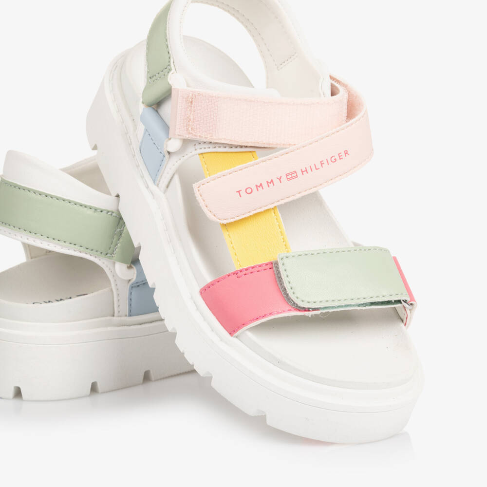 Tommy Hilfiger-Girls Pastel Multicolour Faux Leather Sandals | Childrensalon
