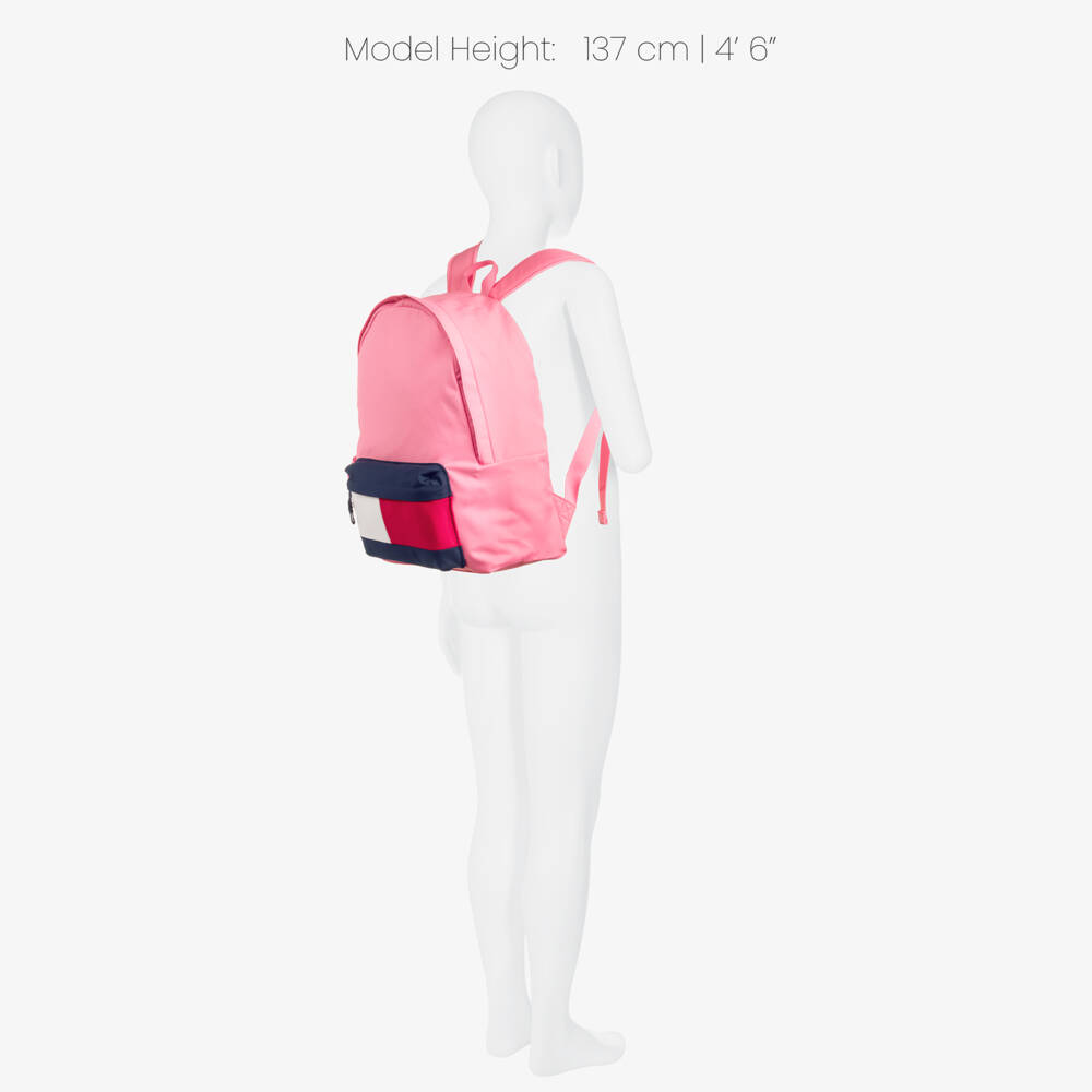 Tommy Hilfiger-Girls Pink Backpack with Logo (40cm) | Childrensalon