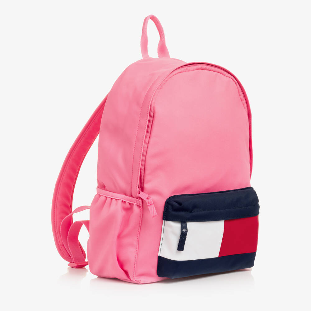 Tommy Hilfiger-Girls Pink Backpack with Logo (40cm) | Childrensalon