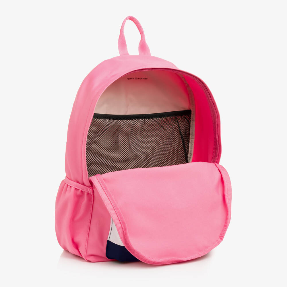 Tommy Hilfiger-Girls Pink Backpack with Logo (40cm) | Childrensalon