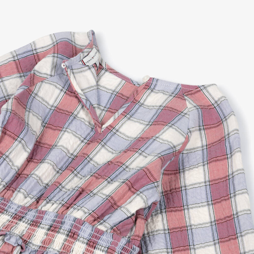 Tommy Hilfiger-Платье розово-голубое в клетку для девочек | Childrensalon