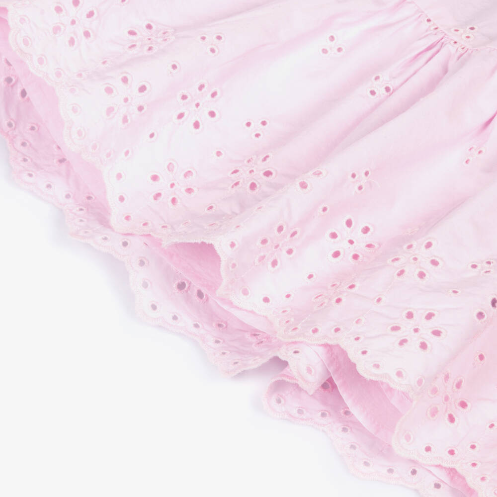 Tommy Hilfiger-Girls Pink Broderie Anglaise Cotton Dress | Childrensalon