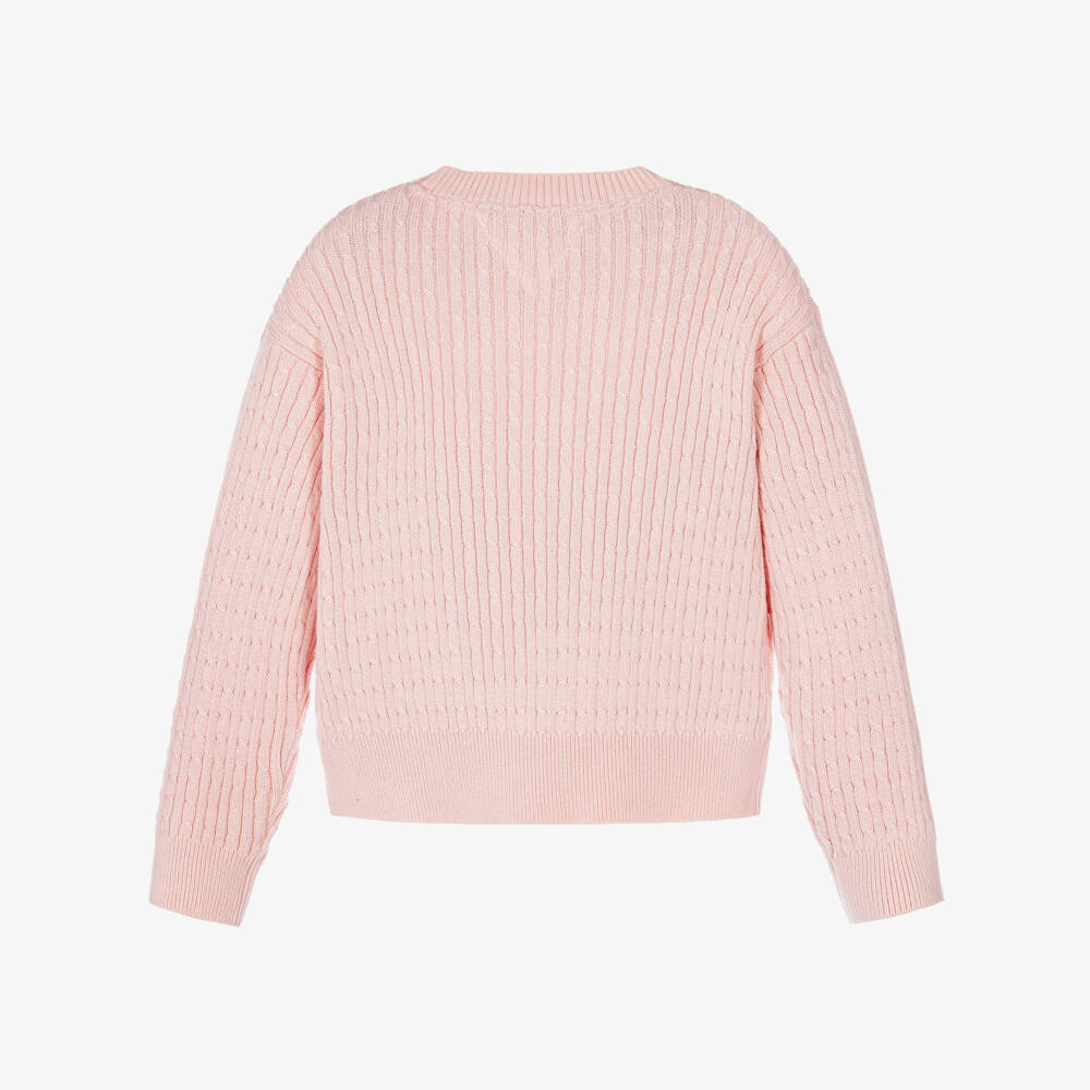Tommy Hilfiger-Girls Pink Cable Knit Sweater | Childrensalon
