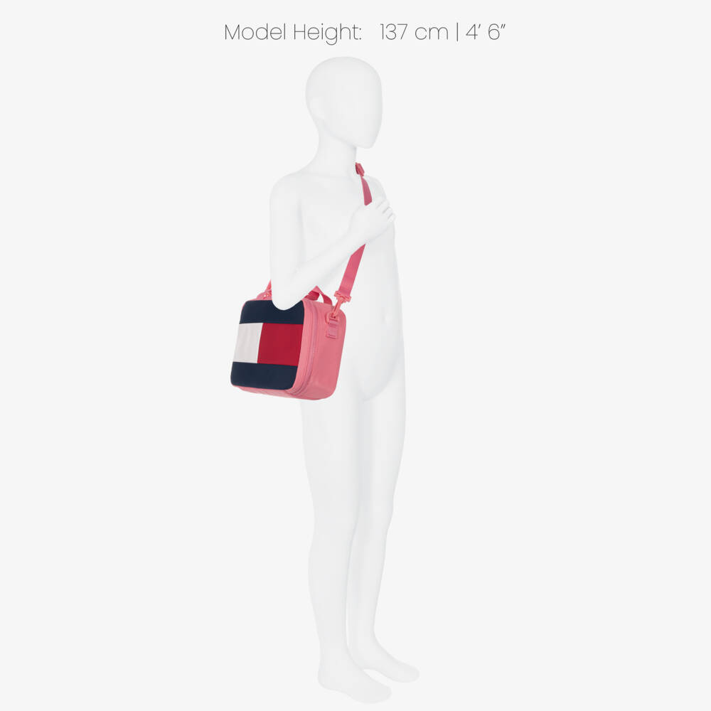 Tommy Hilfiger-Girls Pink Canvas Flag Logo Lunch Bag (23cm) | Childrensalon