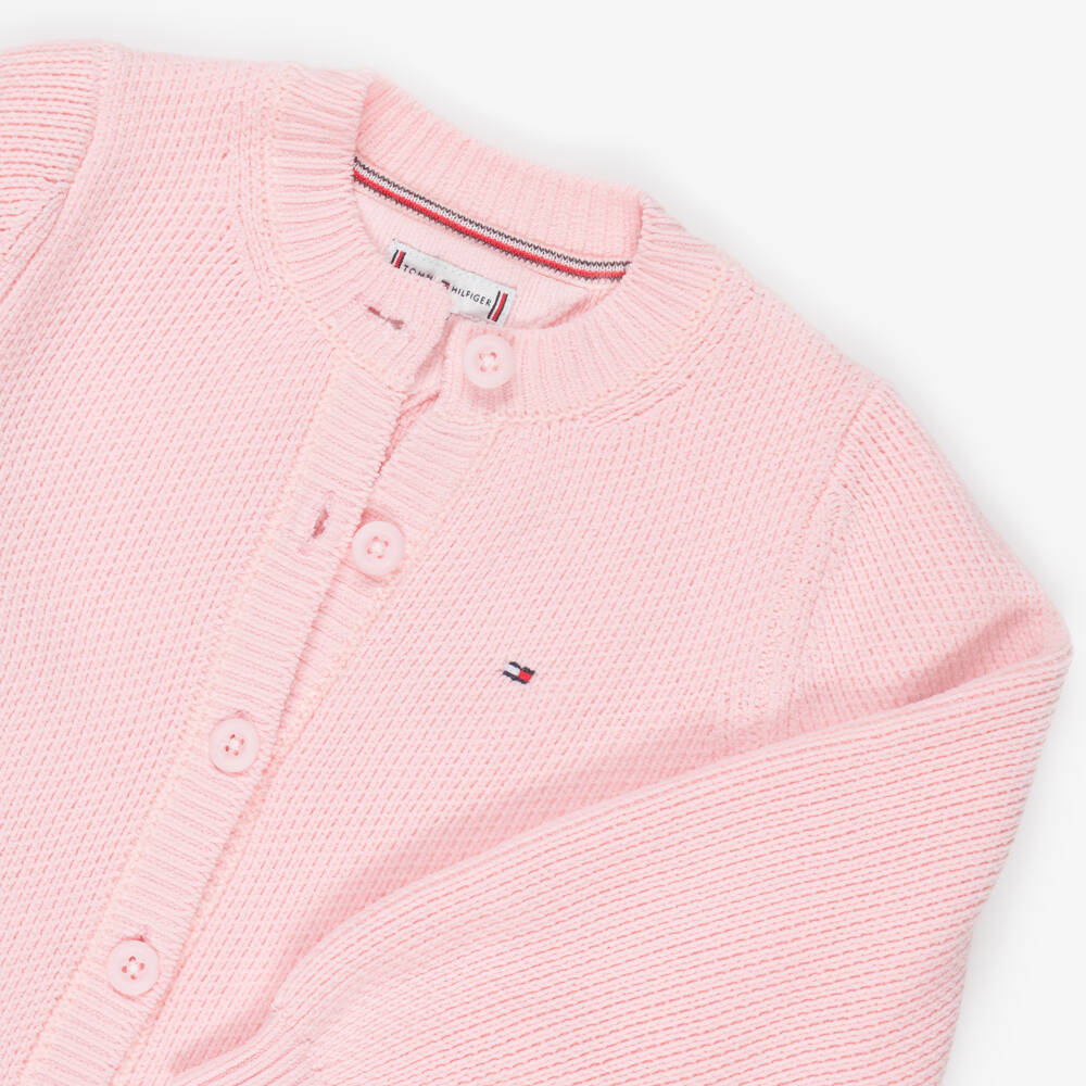 Tommy Hilfiger-كارديغان بنات محبوك شنيل لون زهري | Childrensalon