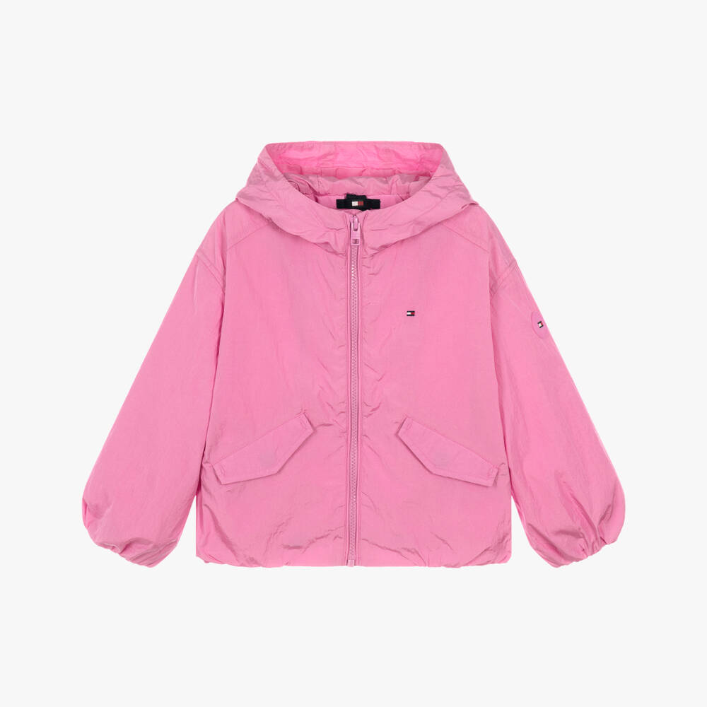 Tommy Hilfiger-Girls Pink Colourblock Flag Windbreaker Jacket | Childrensalon