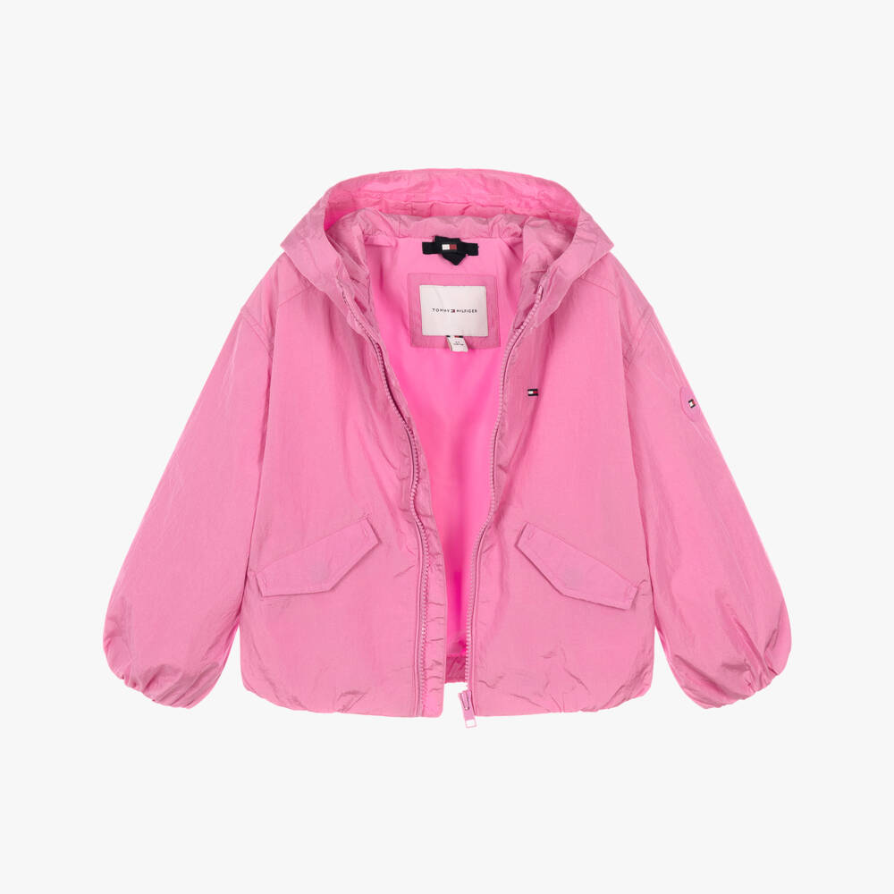 Tommy Hilfiger-Girls Pink Colourblock Flag Windbreaker Jacket | Childrensalon