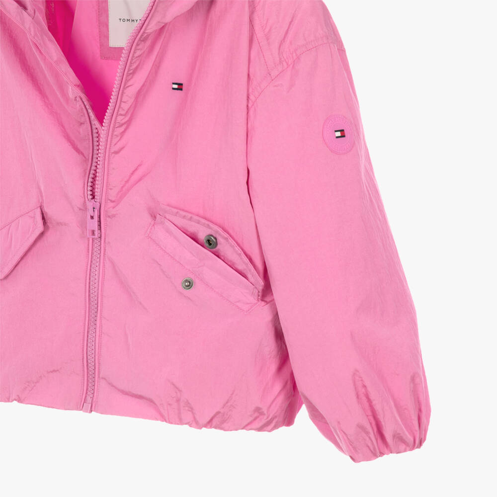 Tommy Hilfiger-Girls Pink Colourblock Flag Windbreaker Jacket | Childrensalon