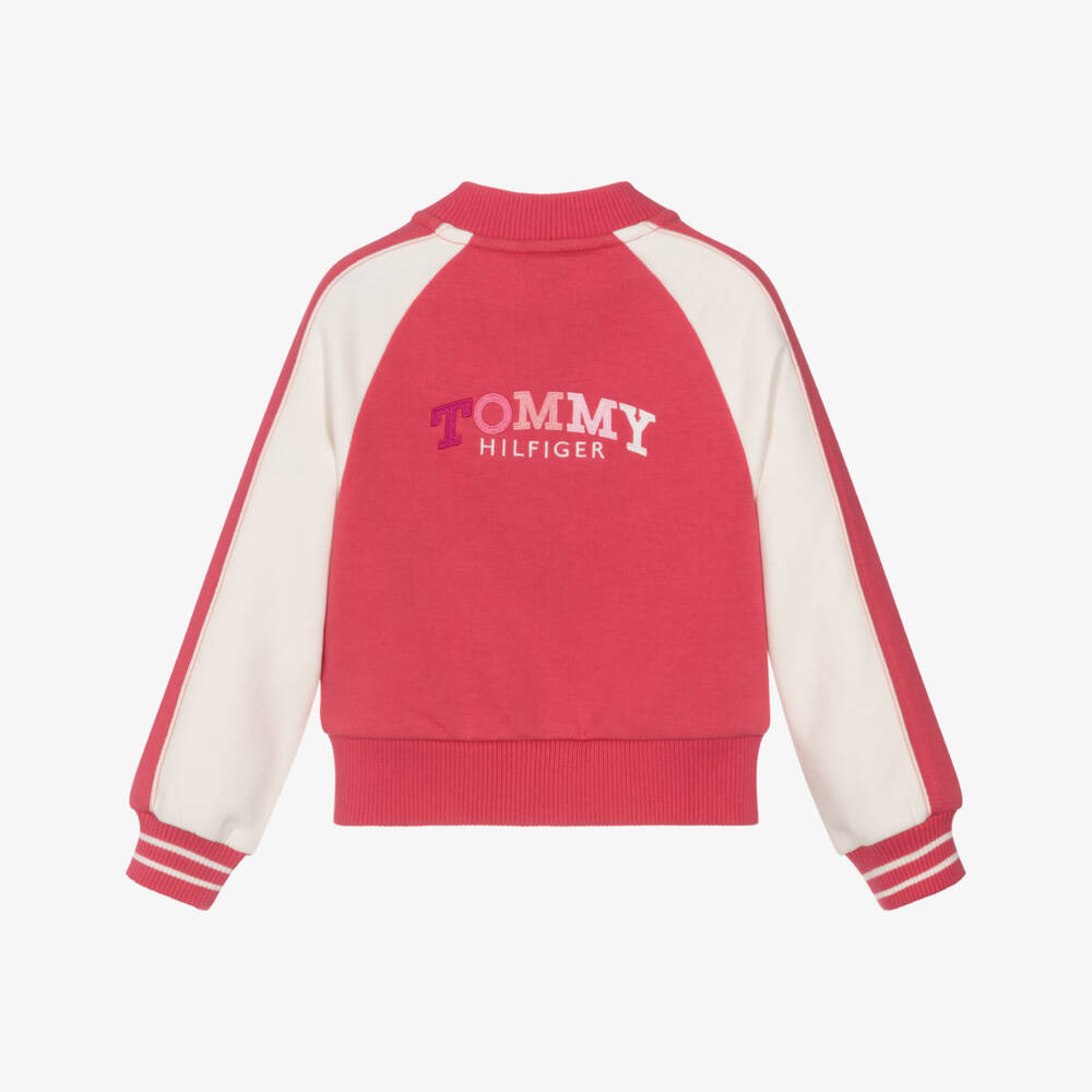 Tommy Hilfiger-Girls Pink Colourblock Varsity Bomber Jacket | Childrensalon