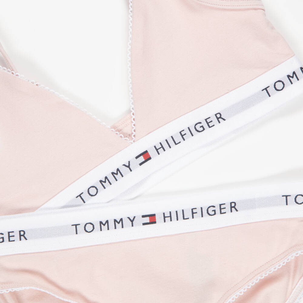Tommy Hilfiger-Girls Pink Cotton Bra & Knickers Set | Childrensalon