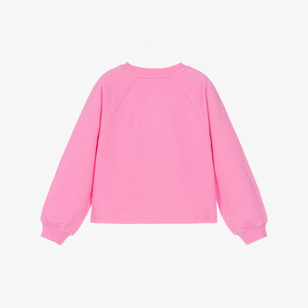 Tommy Hilfiger-Girls Pink Crew Neck Sweatshirt with Raglan Sleeves | Childrensalon