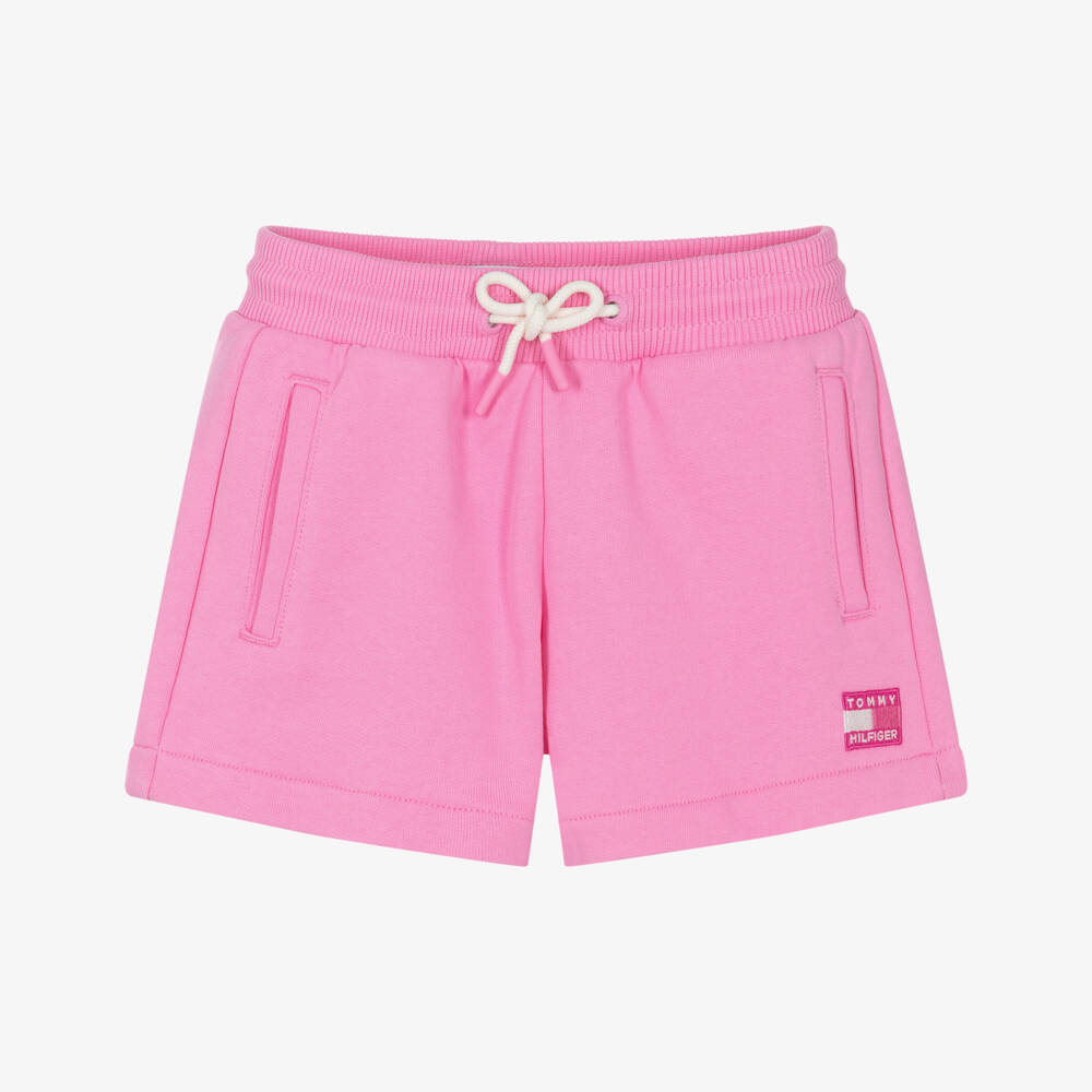 Tommy Hilfiger-Girls Pink Drawstring Jersey Shorts | Childrensalon