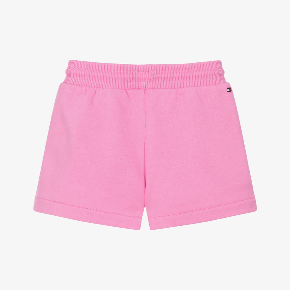 Tommy Hilfiger-Girls Pink Drawstring Jersey Shorts | Childrensalon