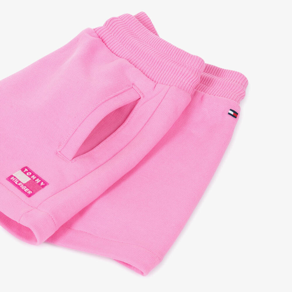 Tommy Hilfiger-Girls Pink Drawstring Jersey Shorts | Childrensalon