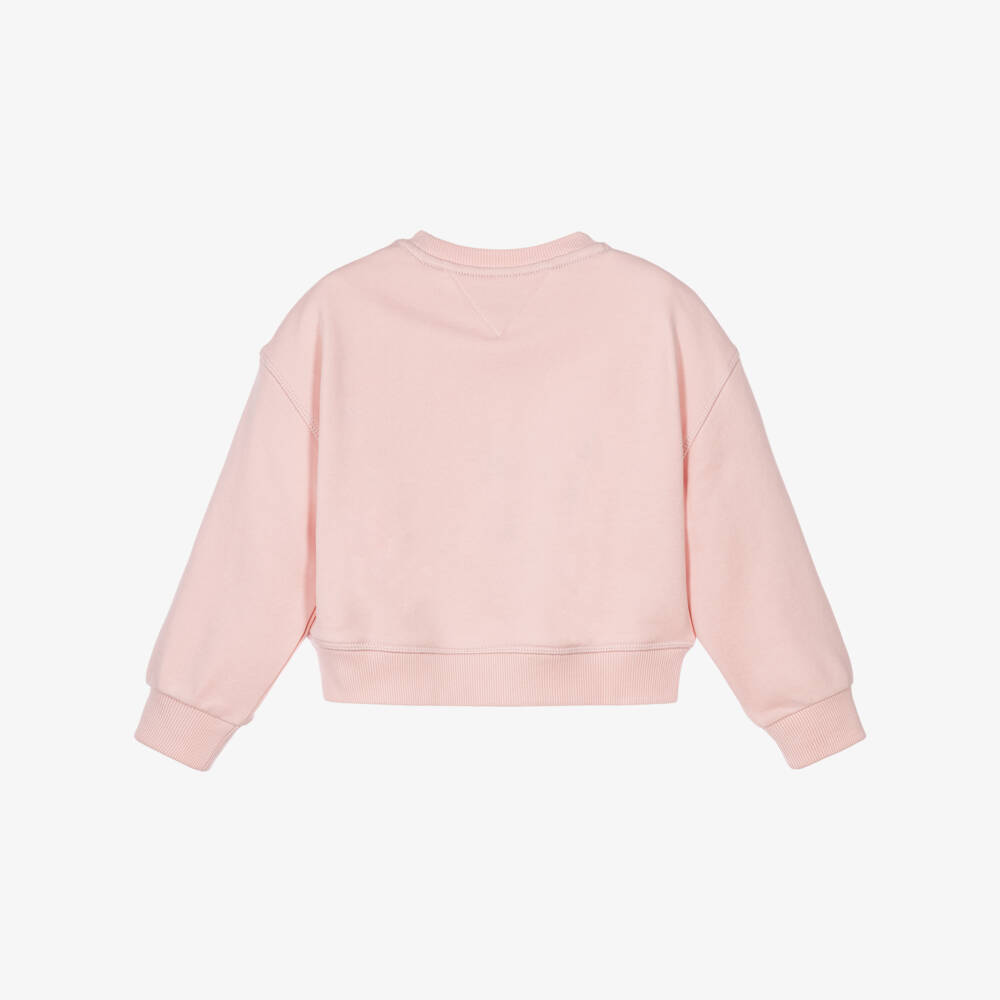Tommy Hilfiger-Girls Pink Heritage Flag Sweatshirt | Childrensalon