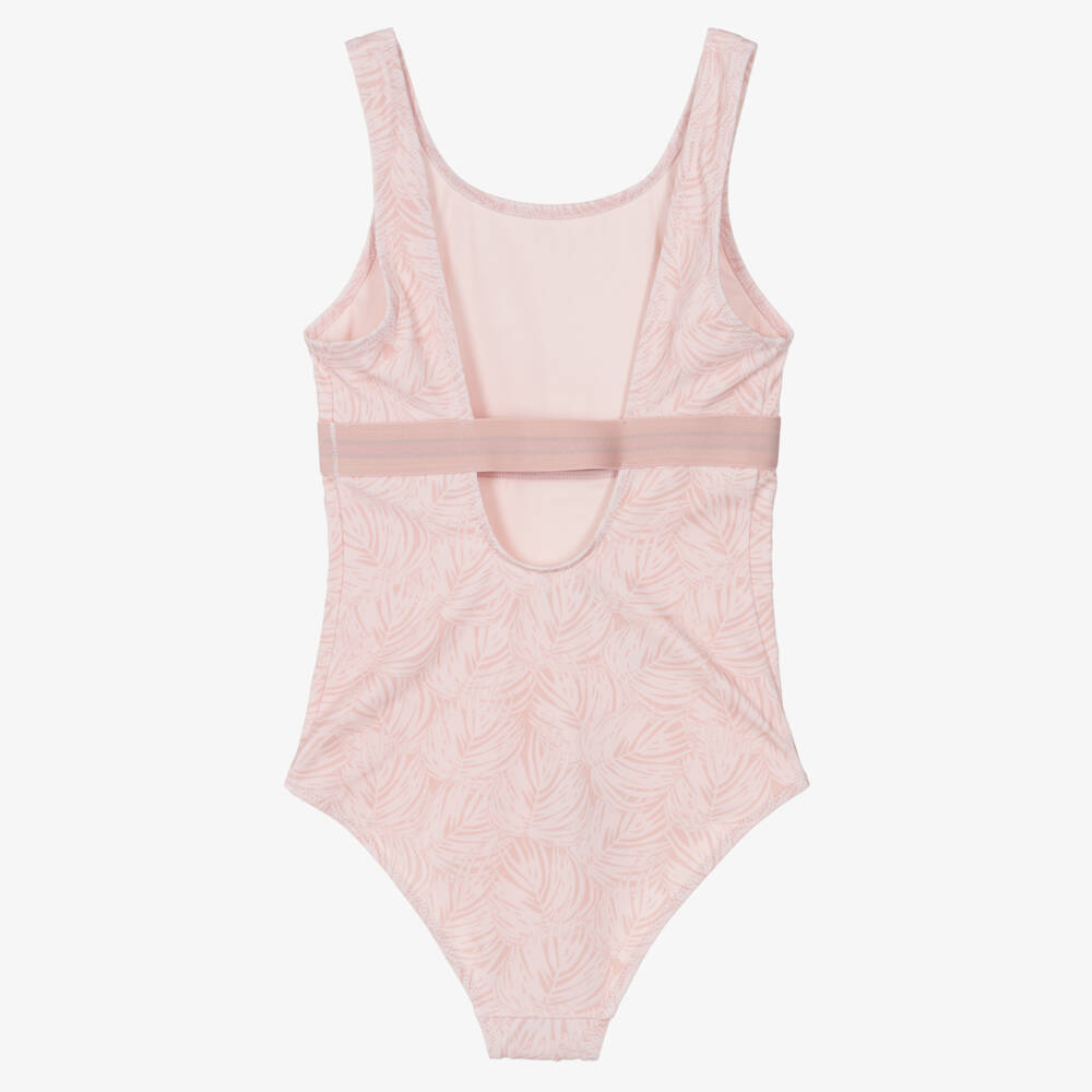 Tommy Hilfiger-Girls Pink Leaf Print Swimsuit | Childrensalon