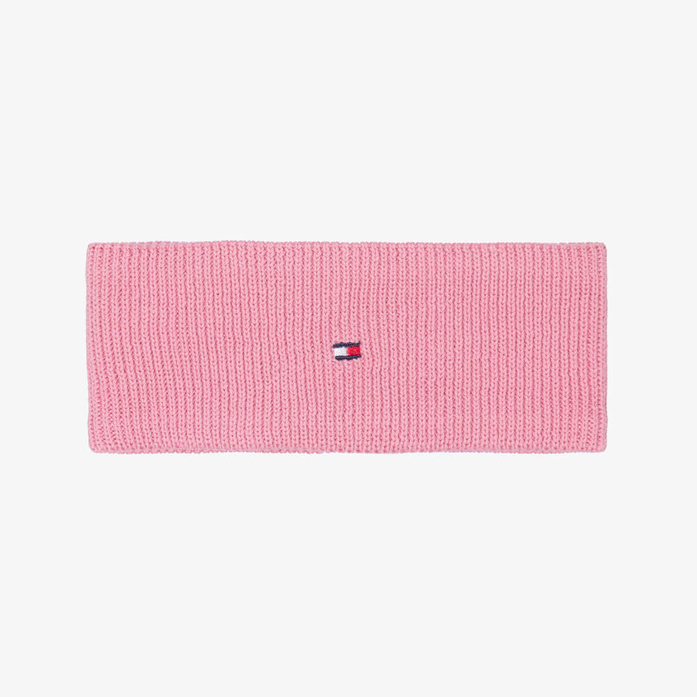 Tommy Hilfiger-Girls Pink Organic Cotton Knit Headband | Childrensalon