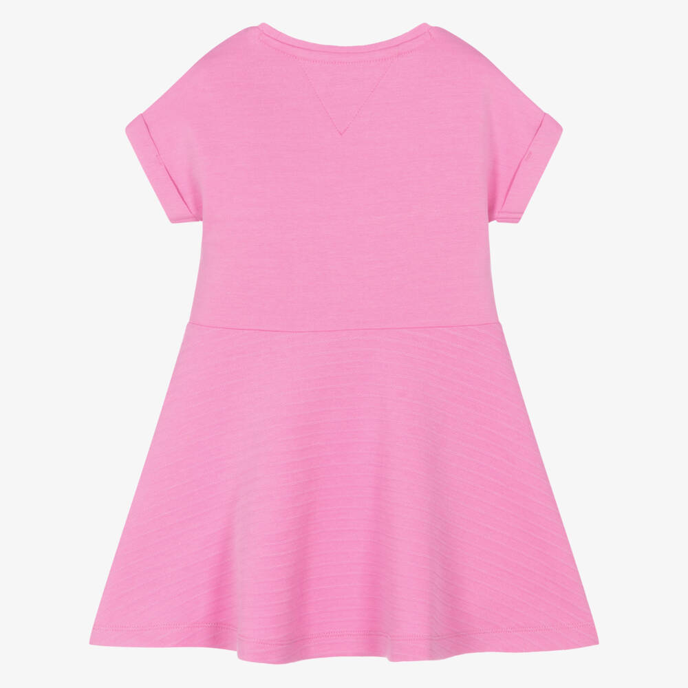 Tommy Hilfiger-Girls Pink Skater Dress with Tonal Logo | Childrensalon