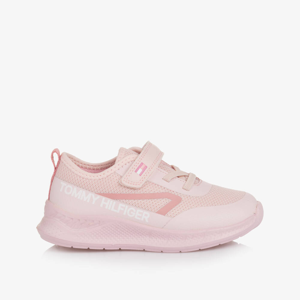 Tommy Hilfiger-Girls Pink Sporty Velcro Trainers | Childrensalon