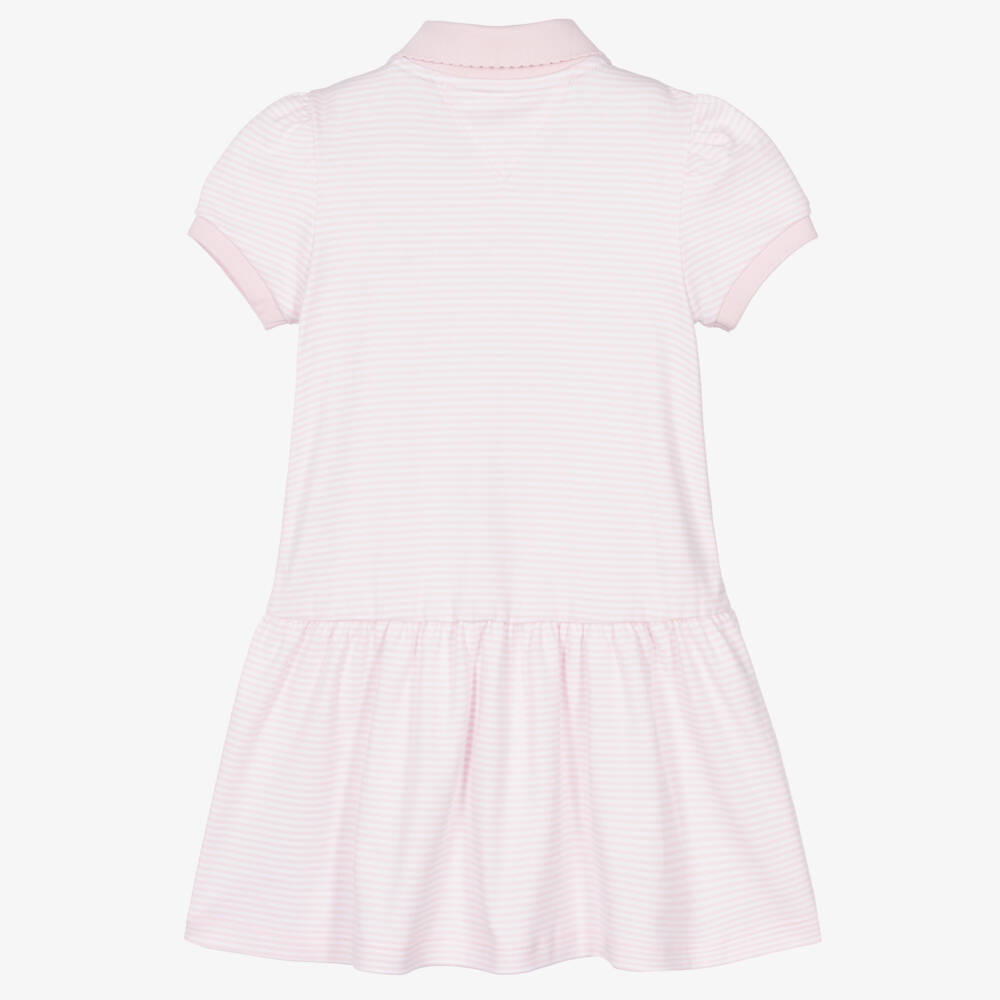 Tommy Hilfiger-Girls Pink Striped Cotton Jersey Polo Dress | Childrensalon