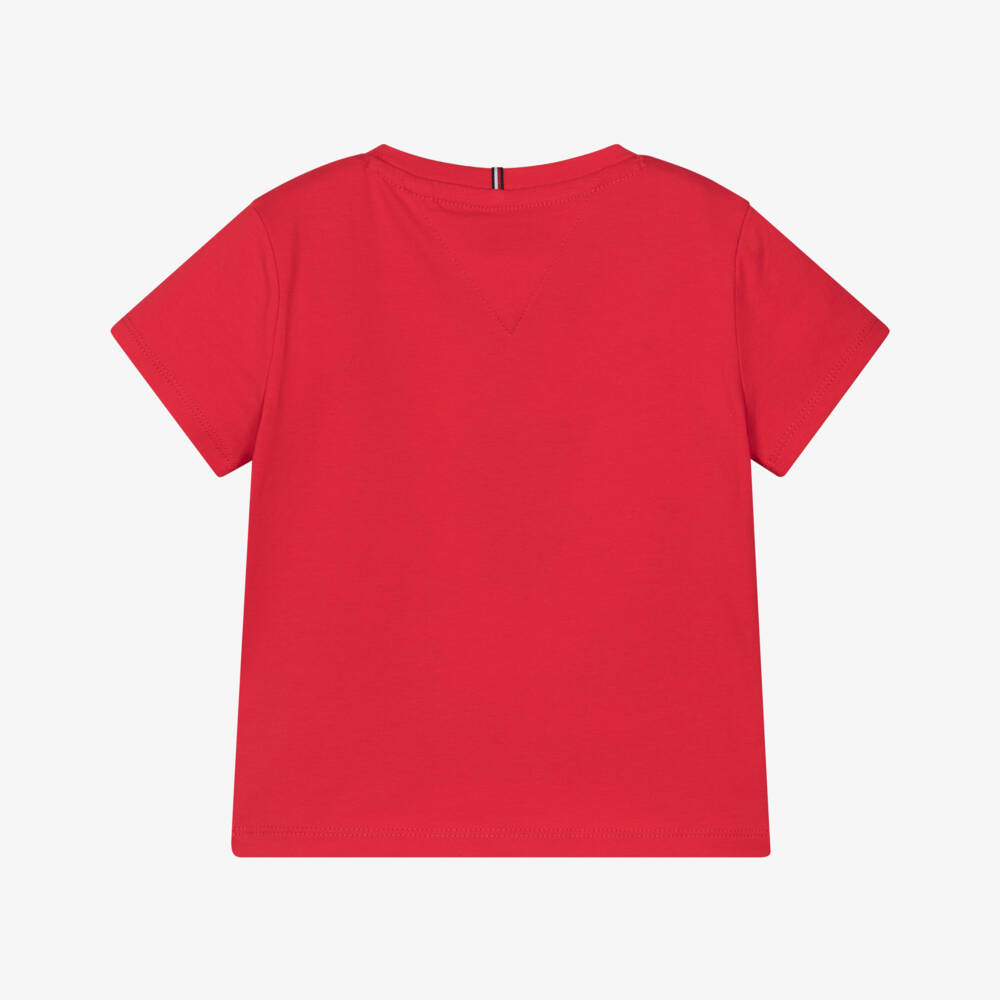 Tommy Hilfiger-Girls Red Diamanté Star Cotton Jersey T-Shirt | Childrensalon