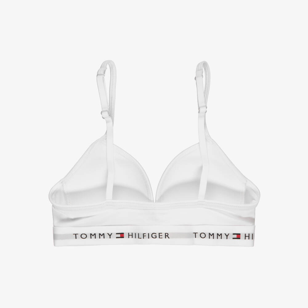 Tommy Hilfiger-Girls White Cotton Padded Triangle Bra | Childrensalon