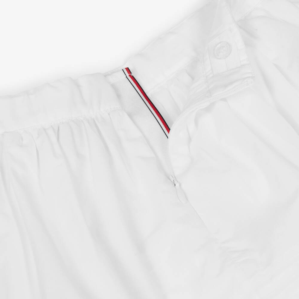 Tommy Hilfiger-Girls White Cotton Poplin Skirt with Cut-Out Lace Tape | Childrensalon