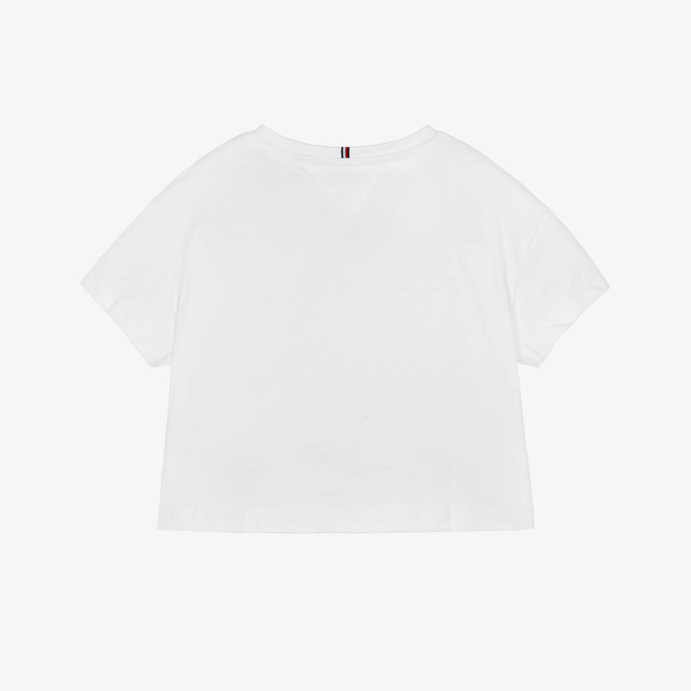 Tommy Hilfiger-تيشيرت قطن لون أبيض بشعار بطبعة حيوانات للبنات  | Childrensalon