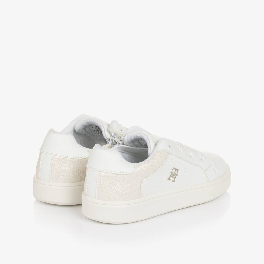 Tommy Hilfiger-حذاء رياضي بشعار TH جلد صناعي لون أبيض للبنات | Childrensalon