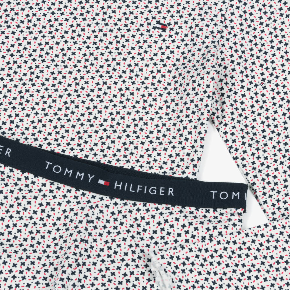 Tommy Hilfiger-Girls White Floral Patterned Cotton Pyjamas | Childrensalon