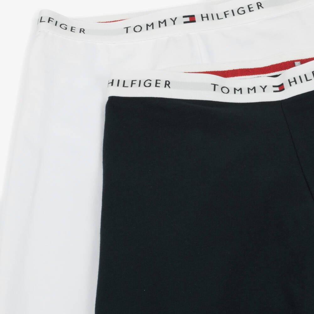 Tommy Hilfiger-Girls White & Navy Blue Cotton Leggings (2 Pack) | Childrensalon