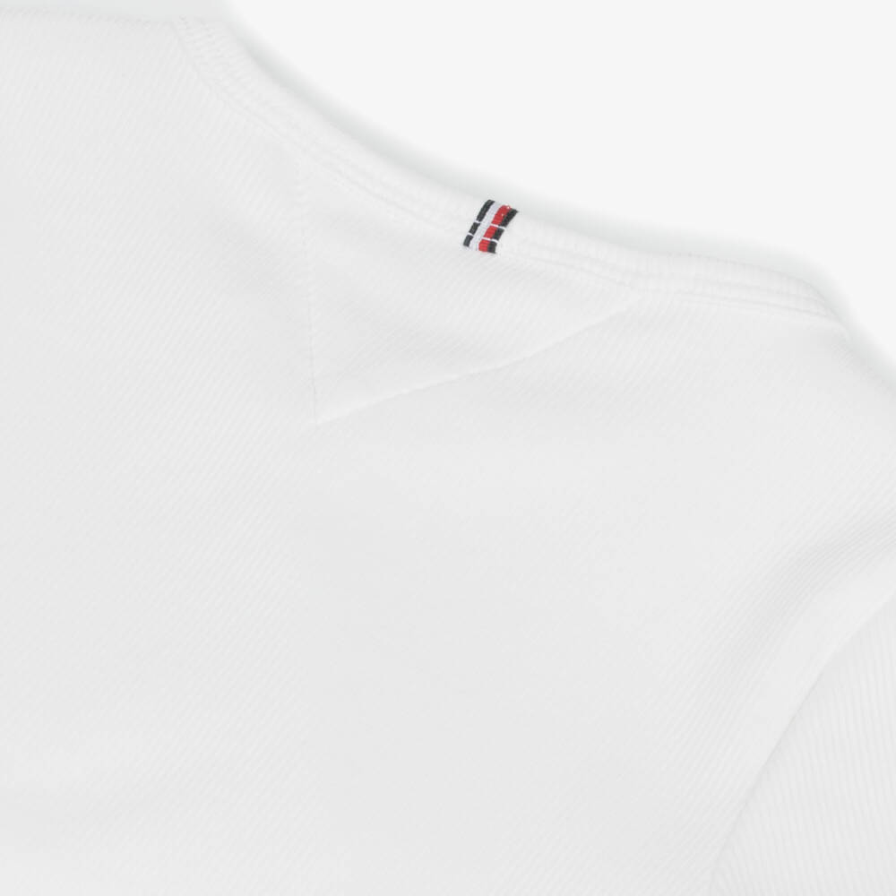 Tommy Hilfiger-تيشيرت قطن مضلع لون أبيض للبنات | Childrensalon