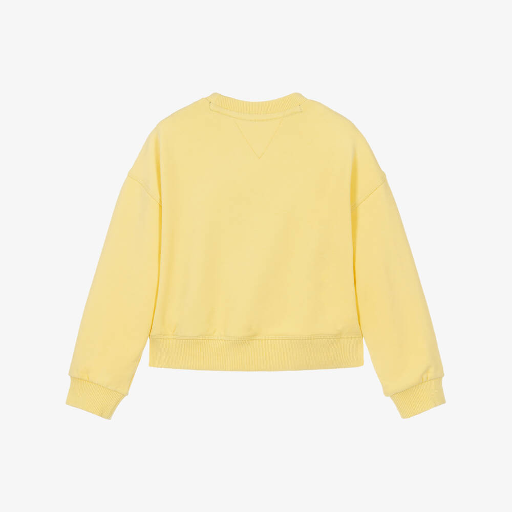 Tommy Hilfiger-Girls Yellow Signature Logo Sweatshirt | Childrensalon