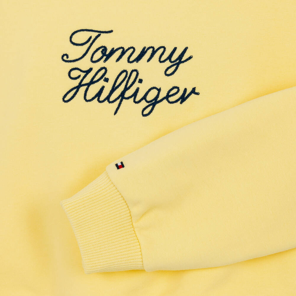 Tommy Hilfiger-Girls Yellow Signature Logo Sweatshirt | Childrensalon