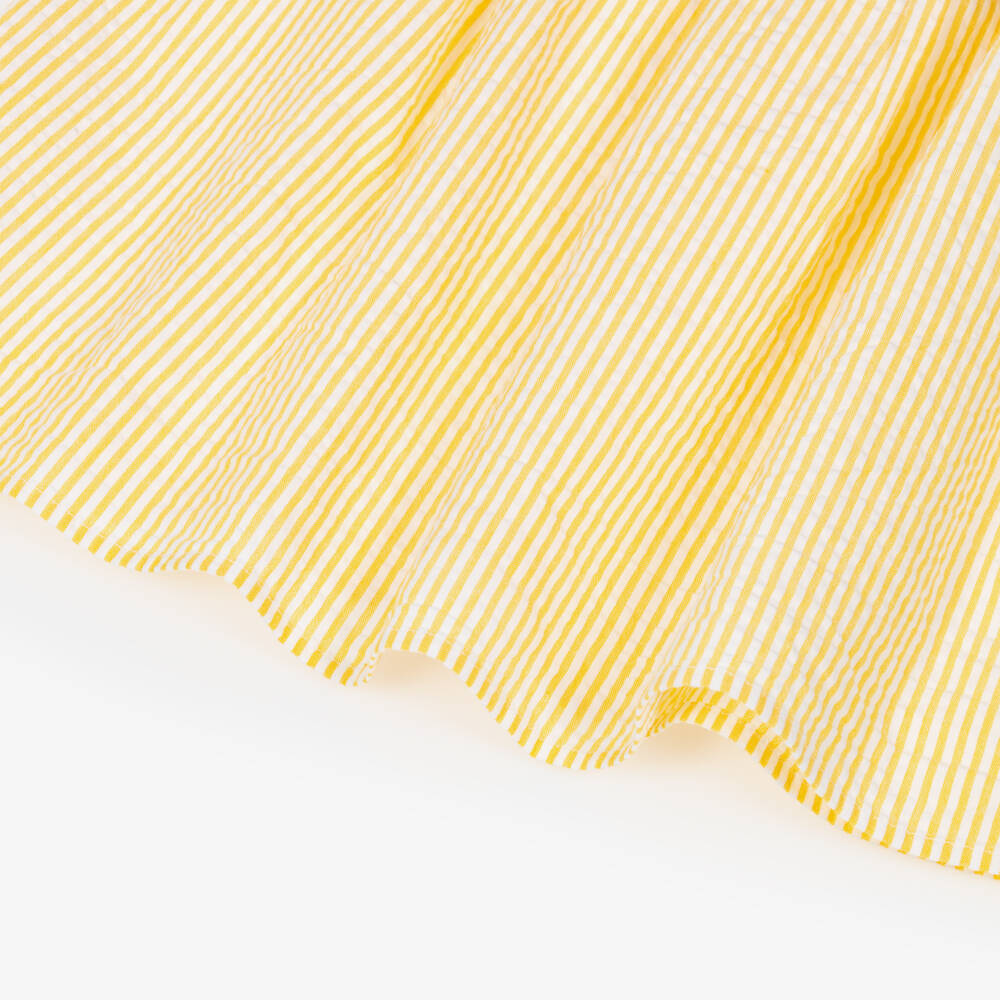 Tommy Hilfiger-Girls Yellow Striped Cotton Seersucker Dress | Childrensalon