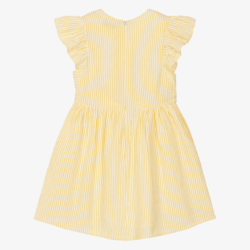 Tommy Hilfiger-Girls Yellow Striped Cotton Seersucker Dress | Childrensalon