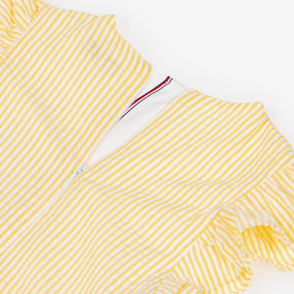 Tommy Hilfiger-Girls Yellow Striped Cotton Seersucker Dress | Childrensalon