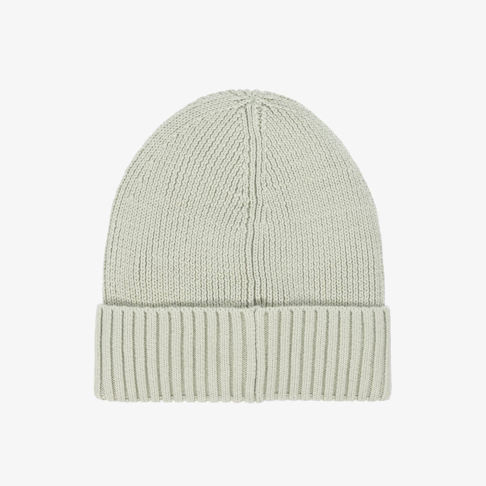 Tommy Hilfiger-Green Cotton Knit Flag Logo Beanie Hat | Childrensalon