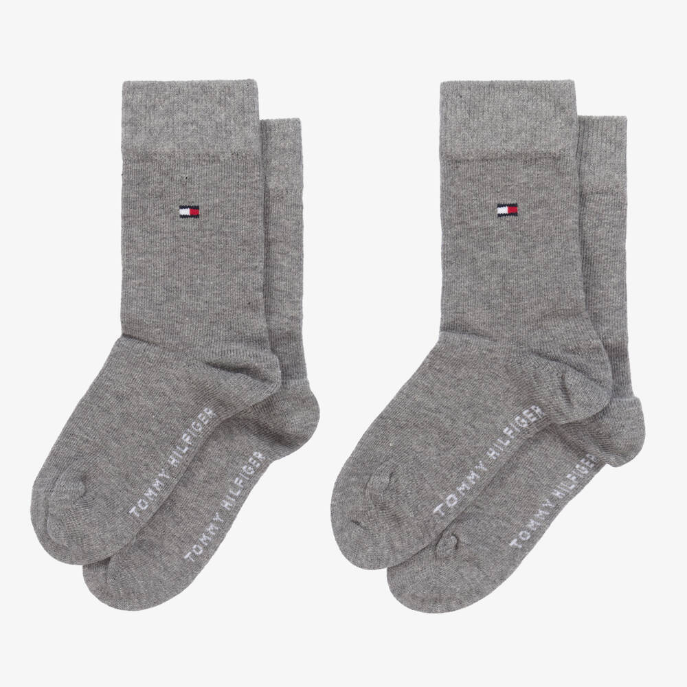Tommy Hilfiger-Grey Cotton Socks (2 Pack) | Childrensalon