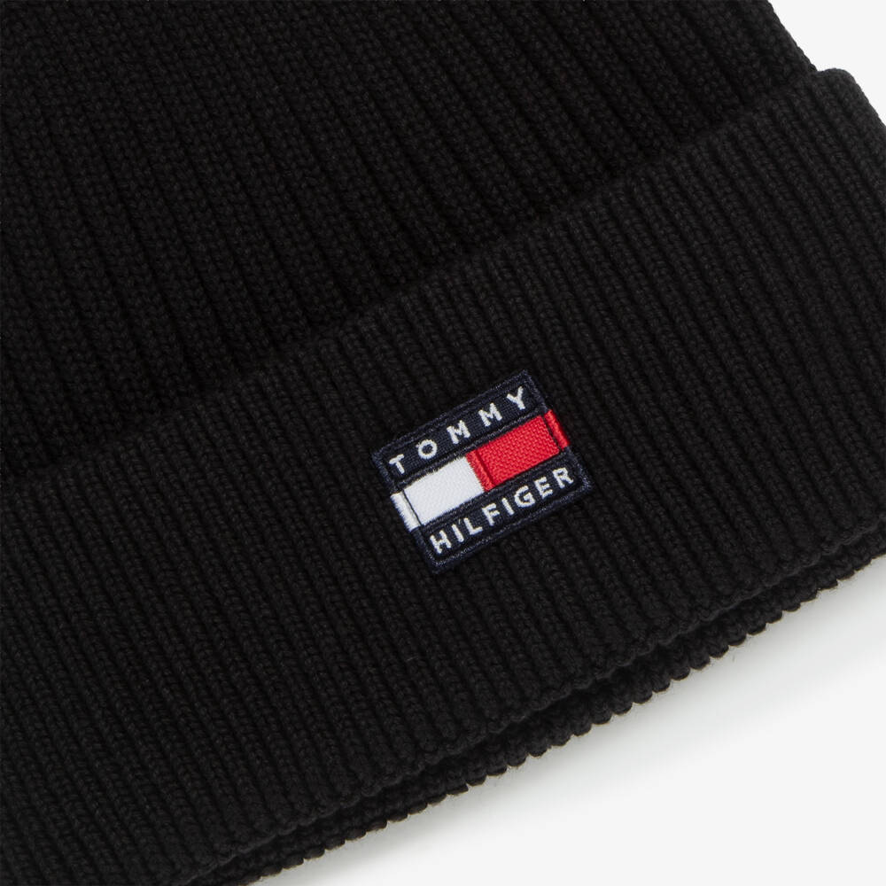 Tommy Hilfiger-Heritage Flag Rib-Knit Beanie in Black | Childrensalon