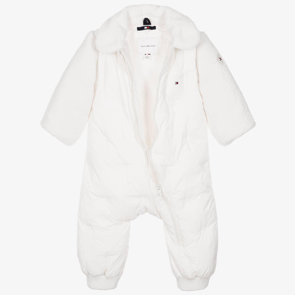 Tommy Hilfiger-Ivory Padded Fleece Pramsuit | Childrensalon