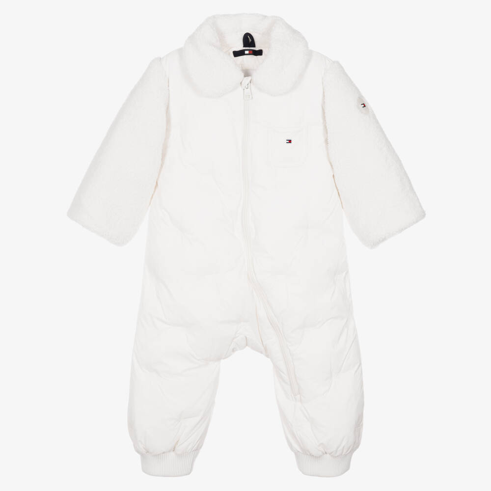 Tommy Hilfiger-Ivory Padded Fleece Pramsuit | Childrensalon
