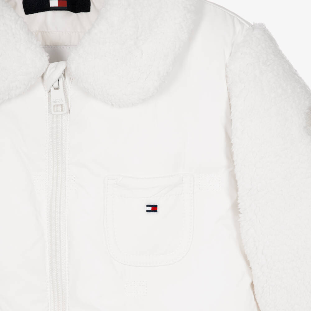 Tommy Hilfiger-Ivory Padded Fleece Pramsuit | Childrensalon