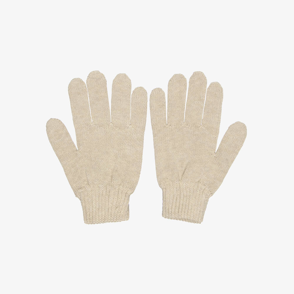 Tommy Hilfiger-Light Beige Cable Knit Gloves | Childrensalon