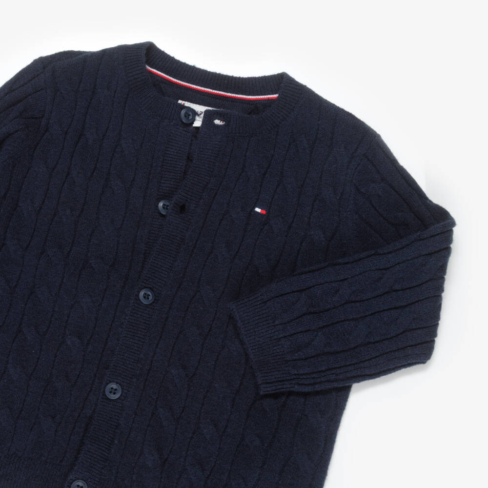 Tommy Hilfiger-Navy Blue Cable Knit Baby Trouser Set | Childrensalon